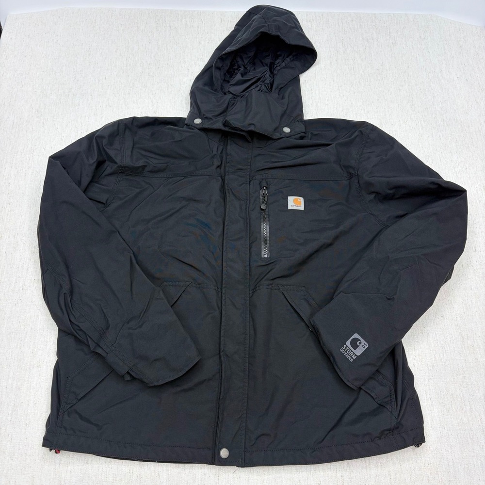 Carhartt J162 BLK Storm Defender Waterproof Breathable Jacket Mens Large Regular